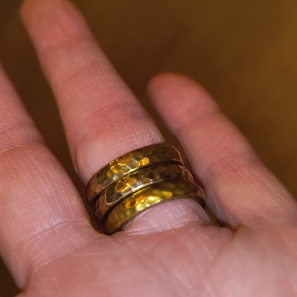 Hammered Gold Stackable Rings - Picture 3 of 8